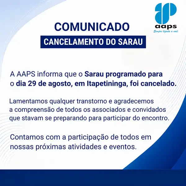 Comunicado de Cancelamento do Sarau em Itapetininga